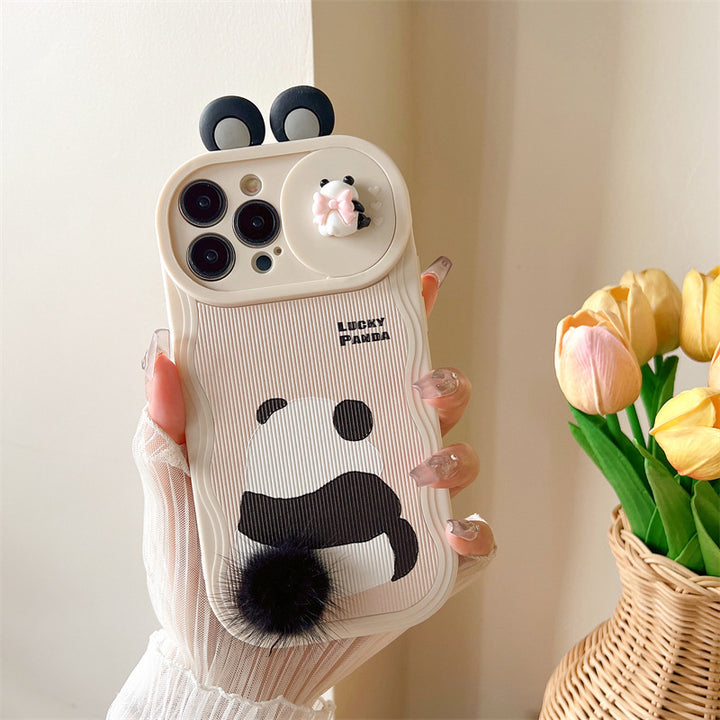 Harige panda telefoonhoesje schattige beschermende cover