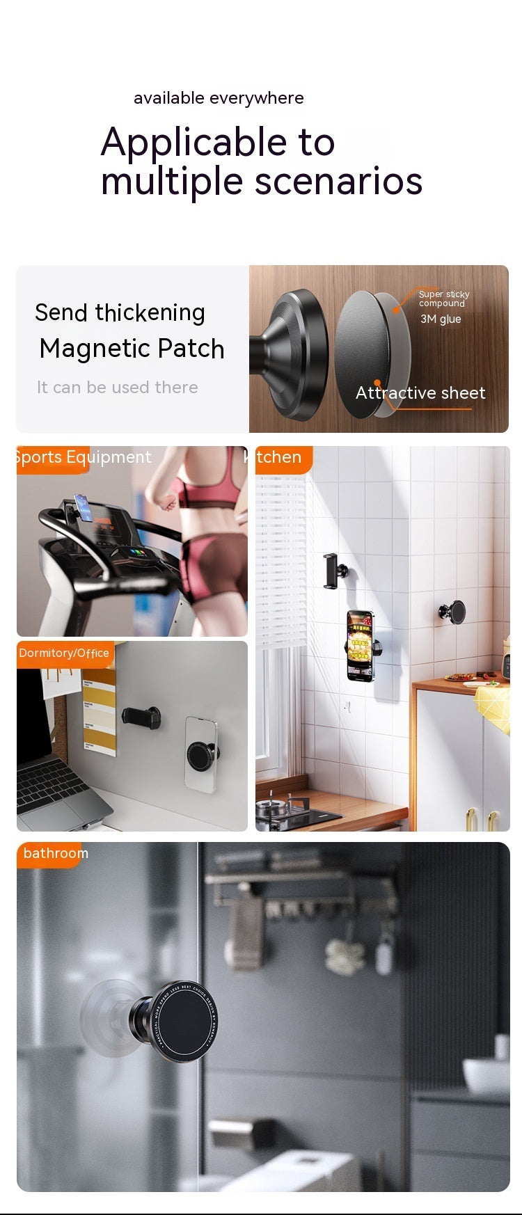 BRACKET Gym Konyhai fürdőszoba mágneses szívószeszer 360 fokos hordozható telefontartót képes forgatni