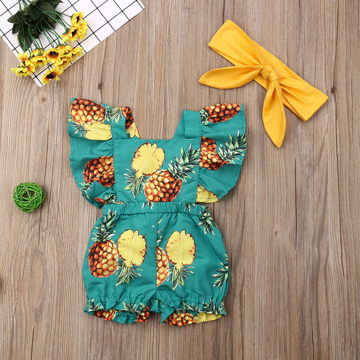 Pineapple print baby romper