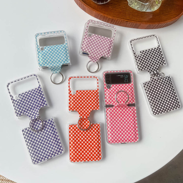 Foldable Screen Plaid Ring Phone Case