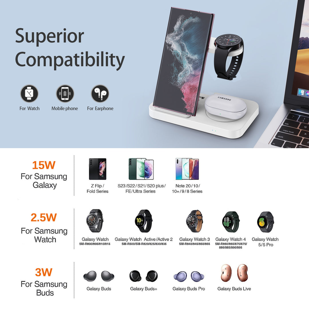 Watch Mobile Phone Headset Foldable Three-in-one Wireless Charger
