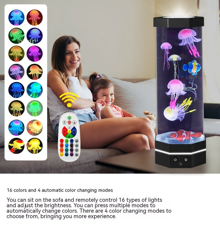 Lámpara de lava de medusas 17 colores cambiando la lámpara de medusas de 15 pulgadas con control remoto USB enchufe burbuja lámpara de pescado niños nocturno lámpara creativa de proyector decoración del hogar