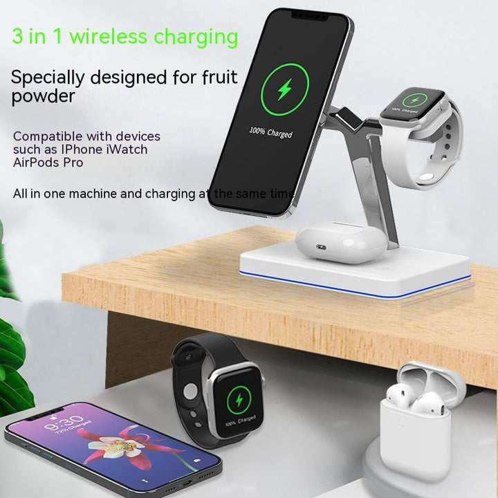 Three-in-one Wireless Charging Vertical Magnetic Bracket