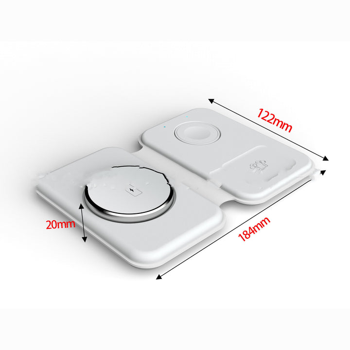 Cross-border New Folding Magnetic Three-in-one Wireless Charger Electrical Zinc Alloy Desktop Phone Holder Watch Wireless Charger