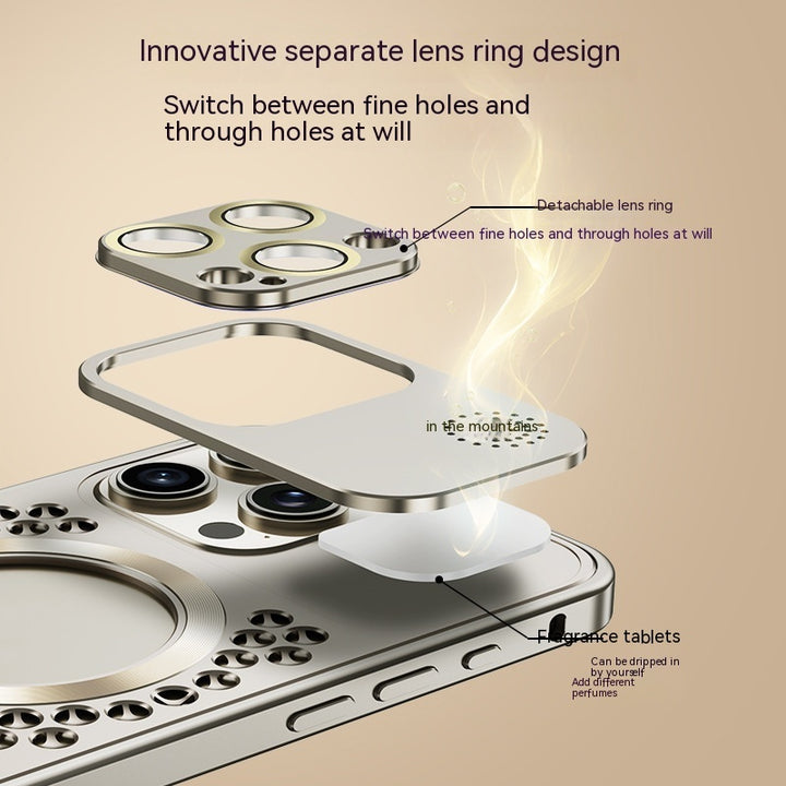 Carcasă telefonică Aromaterapie Shell Metal Mesh Lens Magnetic aspirație