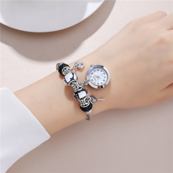 Nők Bangle Watch Love Heart Key medál kvarc női karkötő óra