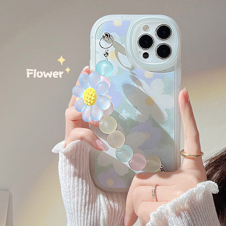 Manga protectora de la caja del teléfono del brazalete de flores