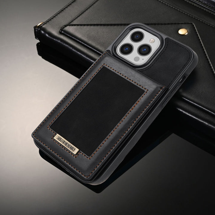 Kart tutucu cep telefonu deri telefon kasası fotoğraf çerçevesi manyetik snap koruyucu kasa
