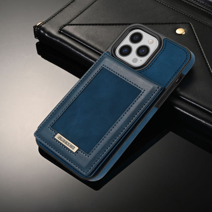 Kart tutucu cep telefonu deri telefon kasası fotoğraf çerçevesi manyetik snap koruyucu kasa
