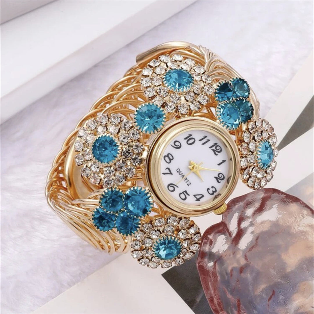 Inclado Rhinestone Starry Starry Feminino Feminino Elegante Acessível Luxo Quartz Watch