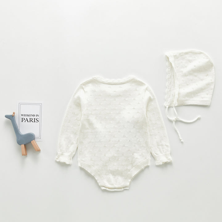 Salopetă romper tricotat pentru bebeluși