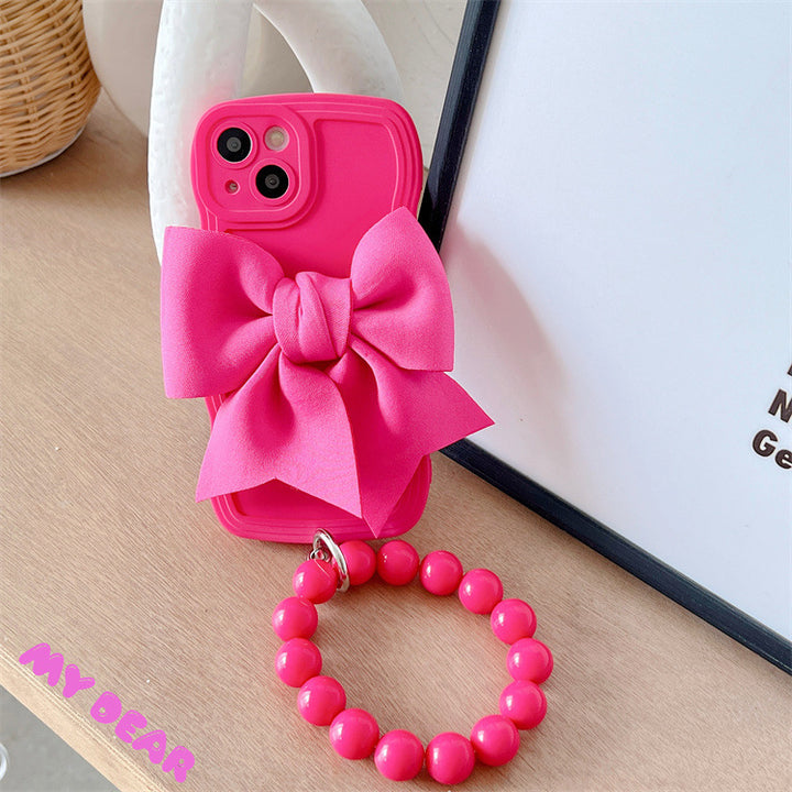 Big Wave Silicone Bow Beads Chain Phone Case