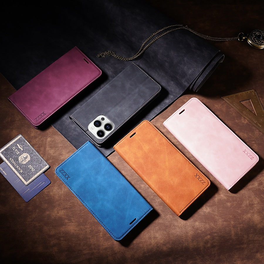 Mobile Phone Leather Wallet Card-inserting Mobile Phone Protective Case