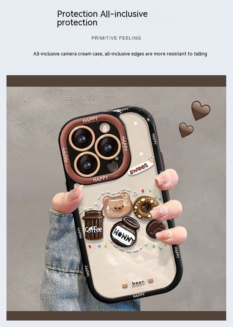 Coffee Bear Three-dimensional Doll Pendant Drop-resistant Phone Case
