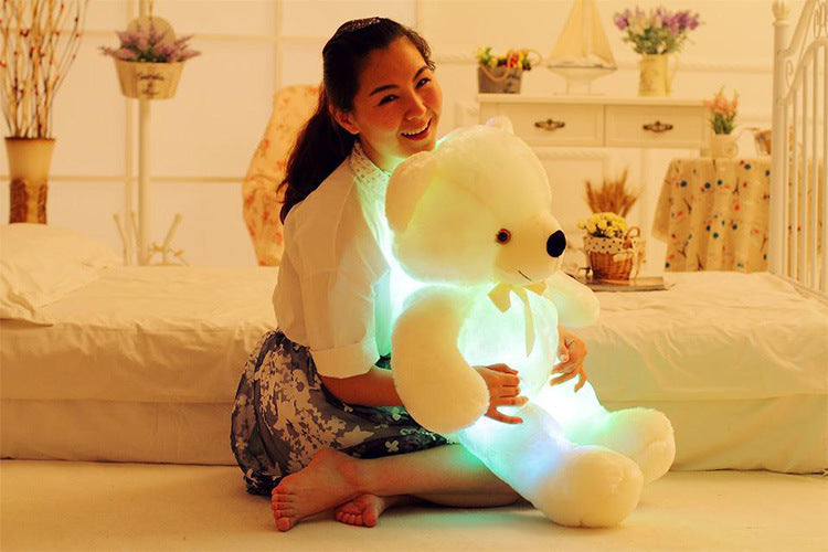 Creative Light Up LED Bear Animales de peluche Plush Toy Colorido Regalo de Navidad brillante para niños Almohada