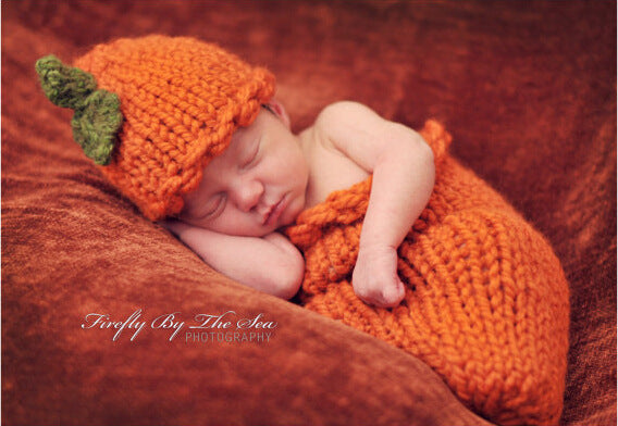 Vêtements photo de bébé tissé à la main Pumpkin