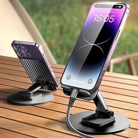 Seastán fón póca foldable, C4 Sealbhóir Fón Alúmanaim Iniompartha, Cliabhán Duga Inchoigeartaithe Comhoiriúnach le iPhone 14,13,12,11 Pro Max, Samsung Galaxy, táibléad beag agus fóin eile