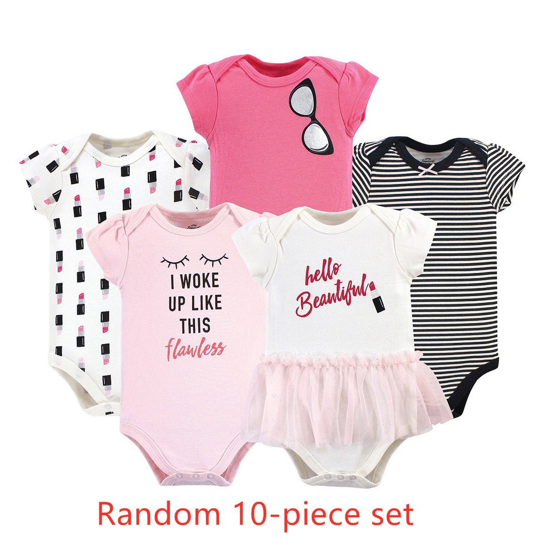 Ten pieces of random long-sleeved baby onesies
