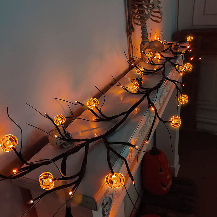 Halloween Led Willow Vine String Light Cool Cartoon Bat pompoendecoratie voor buitenparty Party House Decor