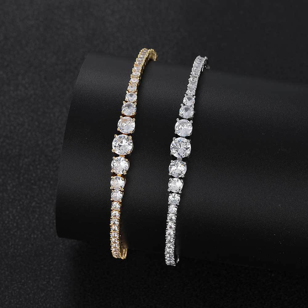 Gradient Tennis Chain Size Zircon Bracelet Hip Hop Advanced Sense