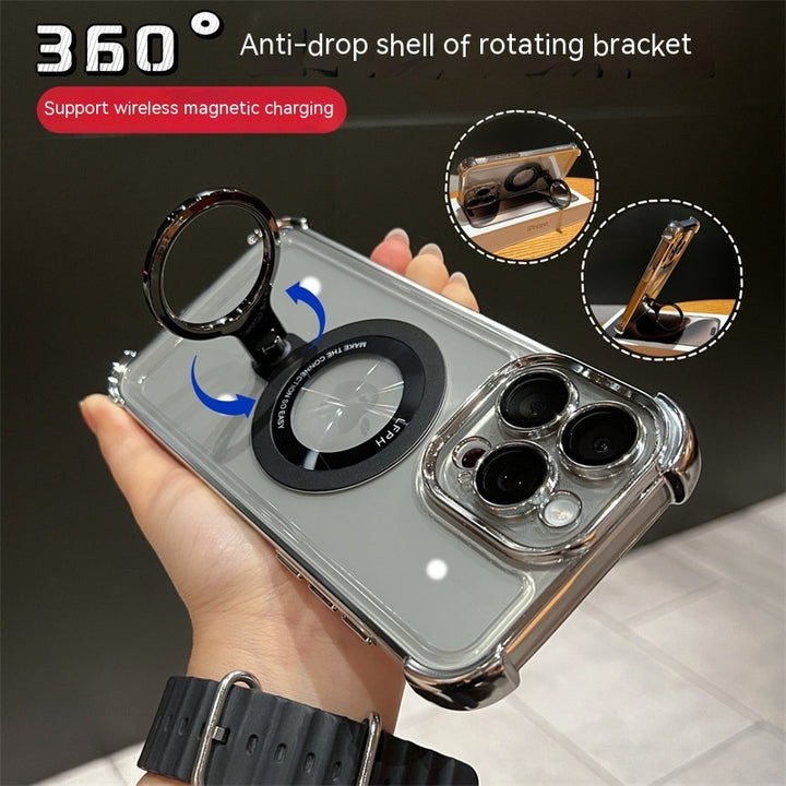 Electroplated Drop-resistant Ring Magnetic Bracket Mobile Phone Protective Case