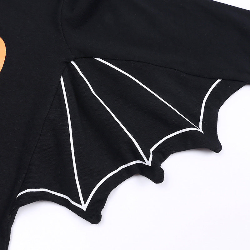 Novo Baby Halloween Sleeved Jumpsuit Pumpkin Letter Halloween Baby Jumpsuits Triângulo Rompers
