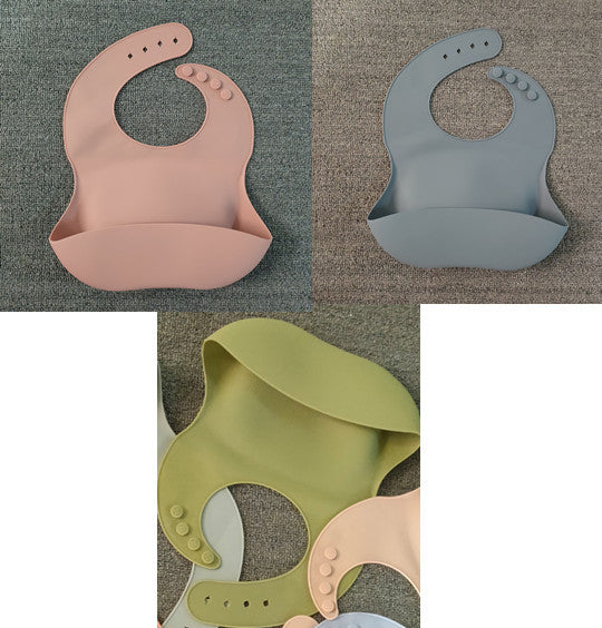 Babador de silicone à prova d'água macia com apanhador de alimentos, babador baby silicone