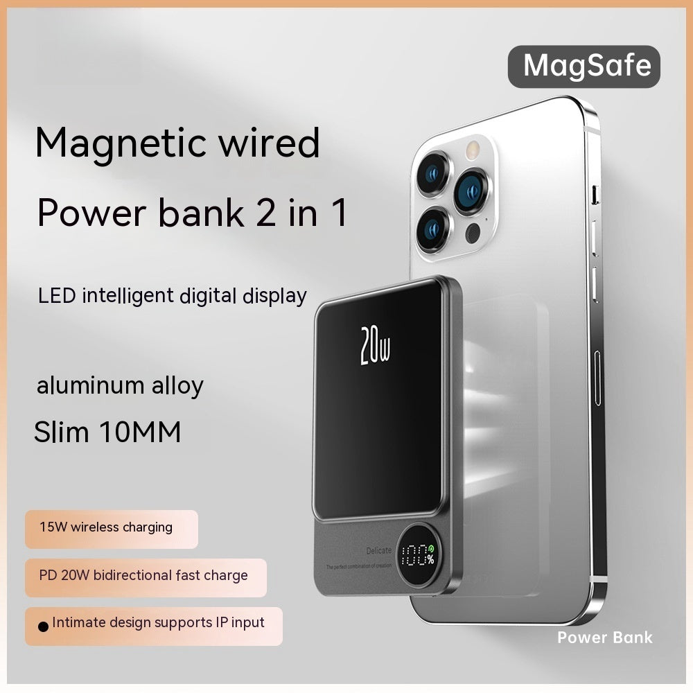Alimentation mobile ultra-mince magnétique sans fil portable