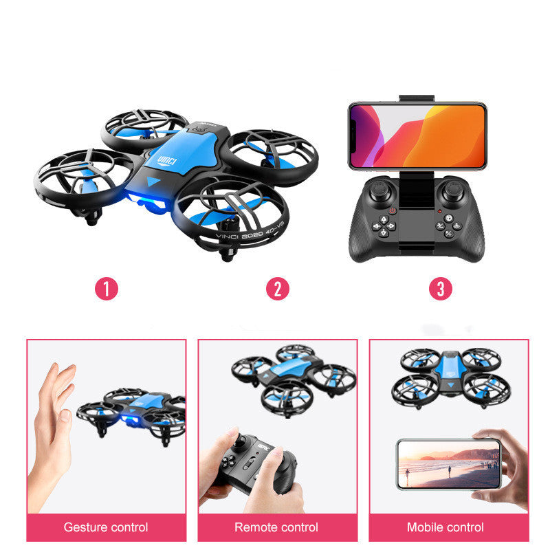 V8 2.4g 4ch mini rc drone jest algılama wifi fpv irtifası yüksek çözünürlüklü kameralı quadcopter rc drone oyuncak tut