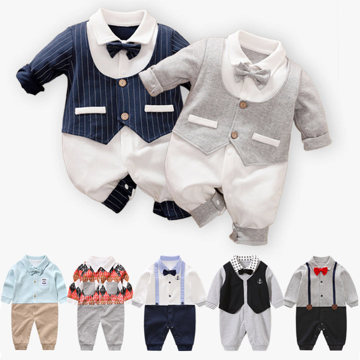 Herrasmiehen vauvan vaatteet pitkähihaiset vauvakuvat