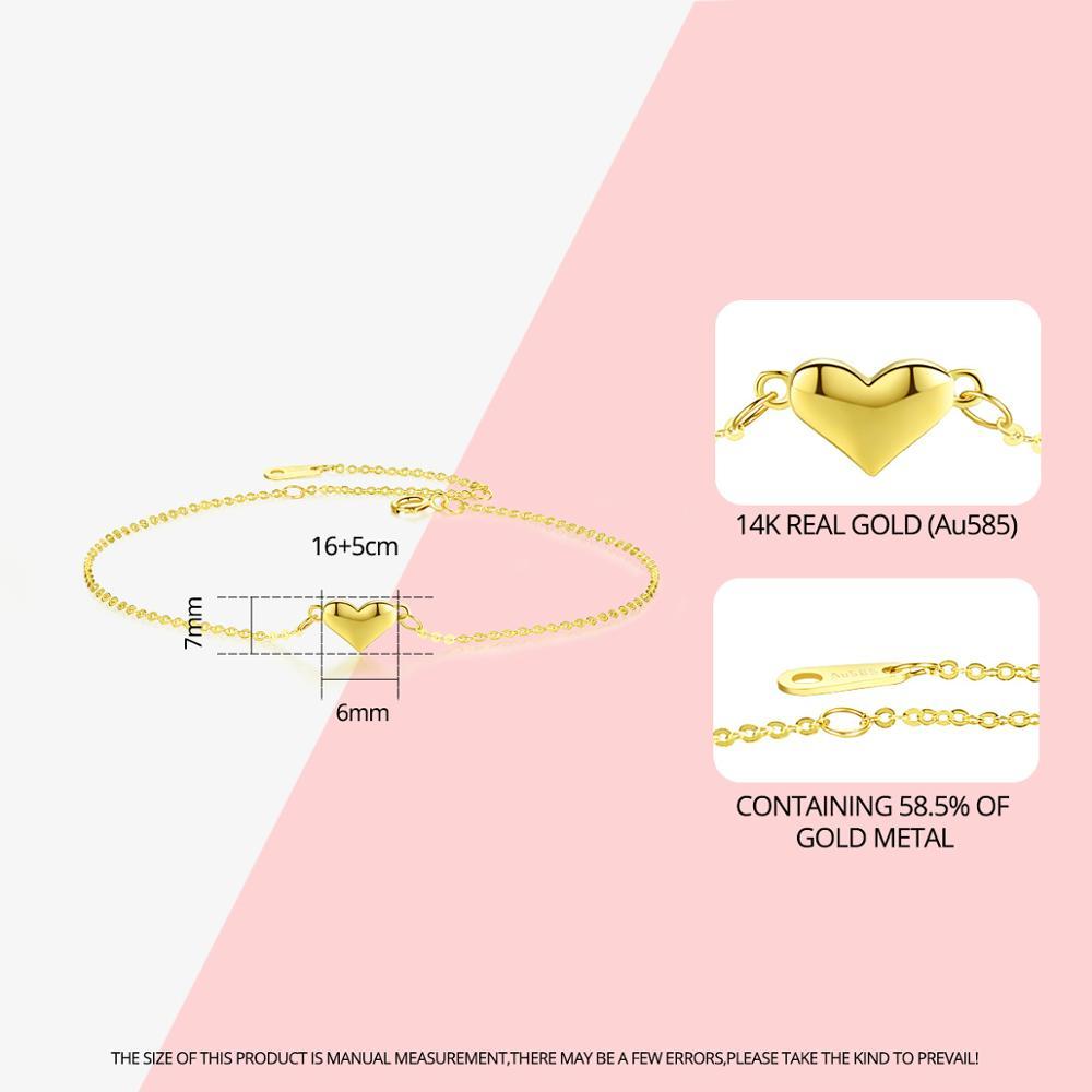 Einfache 14K -Gelbgold -Damenarmband
