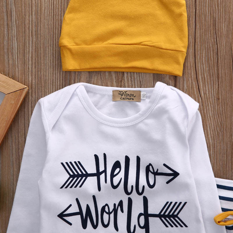 3 pezzi Impostare abiti a righe a manica lunga per bambini neonati