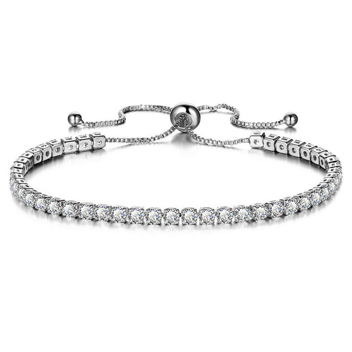 Bijoux exclusifs transfrontaliers européens et américains Bracelet de push-pull en cristal en cristal en or bijoux à une seule rangée diamant complet en gros