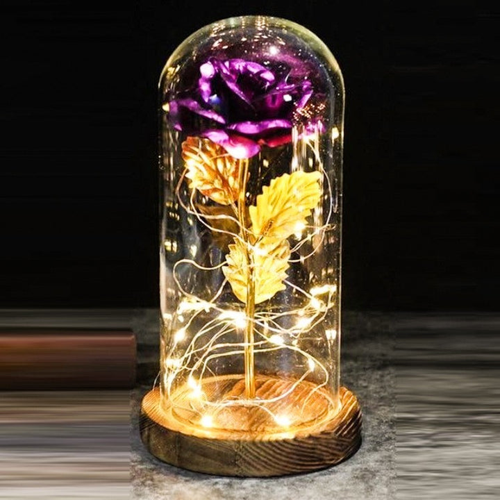 Moedersdag bruiloft is voorstander van bruidsmeisje geschenk onsterfelijke simulatie rose glas deksel lichtgevende led ornament