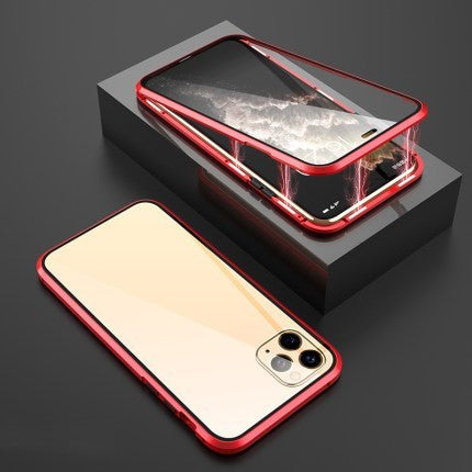 Magnetic King Double-sided Glass HD Metal Frame Phone Case