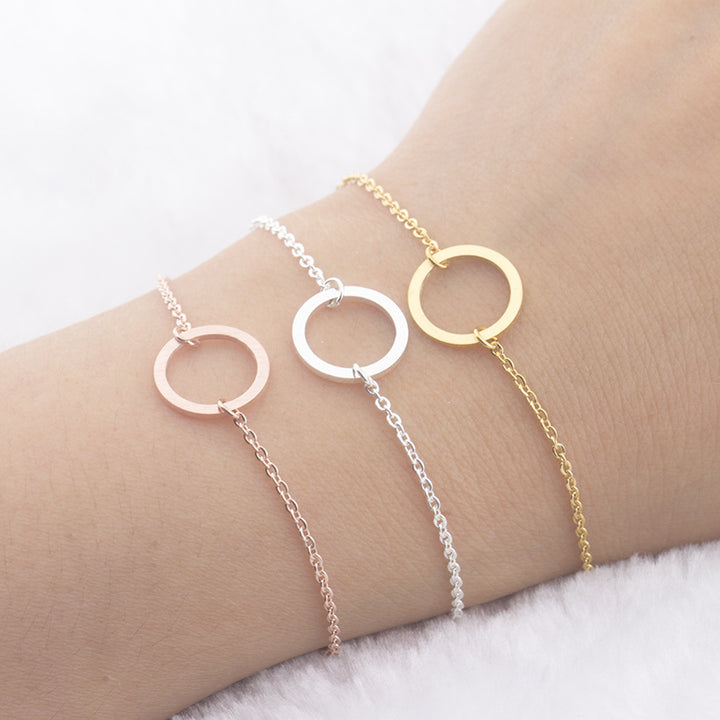 Simple round life ring bracelet stainless steel minimalist bracelet