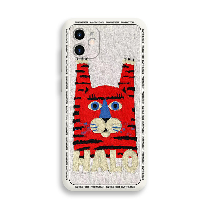 Personalidad de silicona líquida Pareja creativa Hello Tiger Case de teléfonos móviles