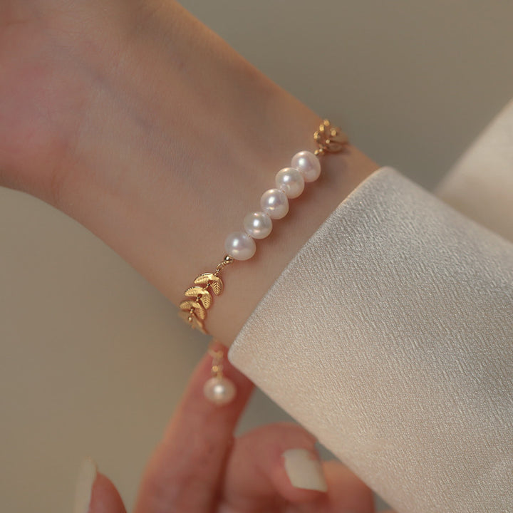 Women's Freshwater Pearl Moon Cassia Twig Bracelet