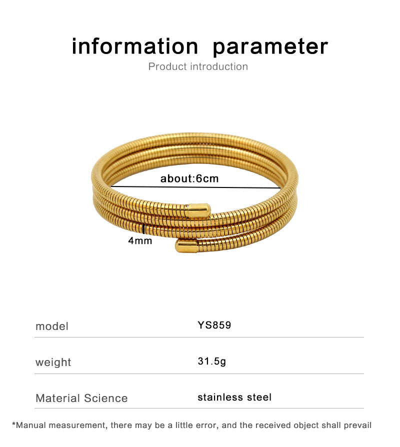 Ring rostfritt stål 18k guldpläterad flerskiktsjåer armband