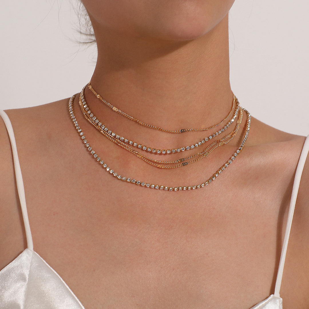 Multi-layer Full Diamond Temperamental Popular Claw Chain Rhinestone Necklace
