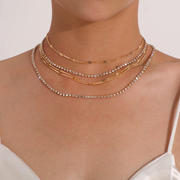 Mehrschichtiger Full Diamond Temperament populärer Klauenketten-Strass-Halskette