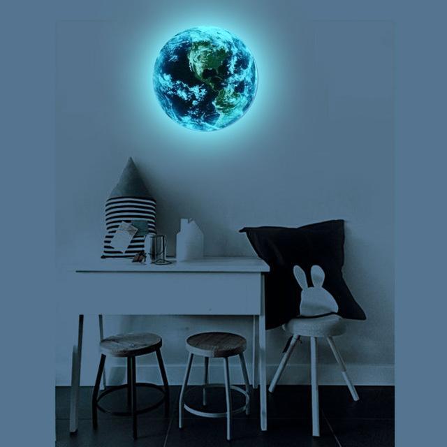 Pegatina de pared de la Tierra Glow in the Dark 3d envío global gratuito