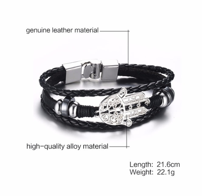 Alloy Lucky Figure 8 Bracelet en cuir