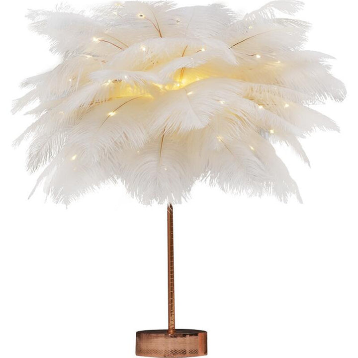 Lámpara de plumas lámpara de escritorio nórdica de estilo europeo mesa de mesa de plumas lámpara de mesa de luz decoración moderna
