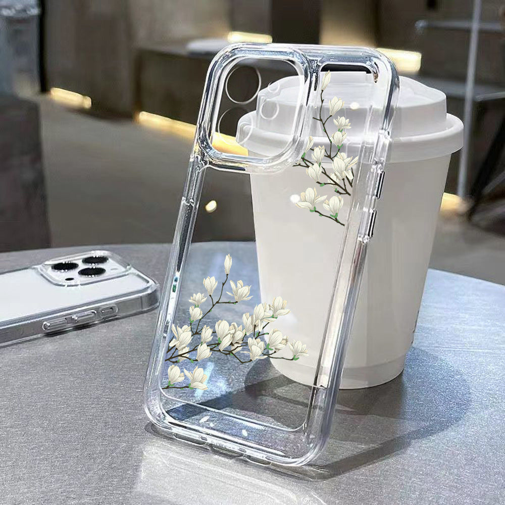 INS Antike Blumen Telefon Fall transparent einfache Schutzhülle