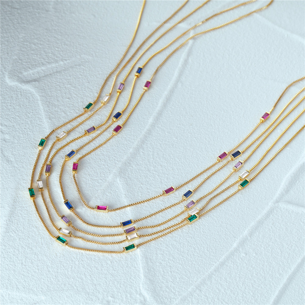 Cadena delgada jacinto cadena de clavícula colorida temperamento de dopamina