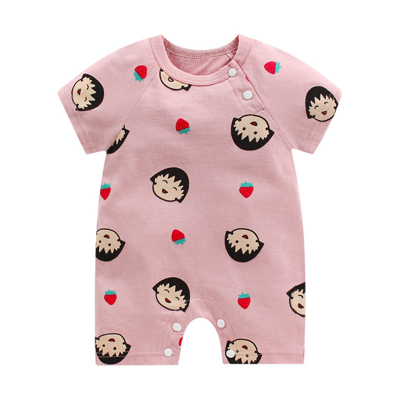 Nytt sommarbarns barn i ett stycke kläd harbin kläder nyfödd baby bomull kort ärm tunt gren crawling kläder grossist