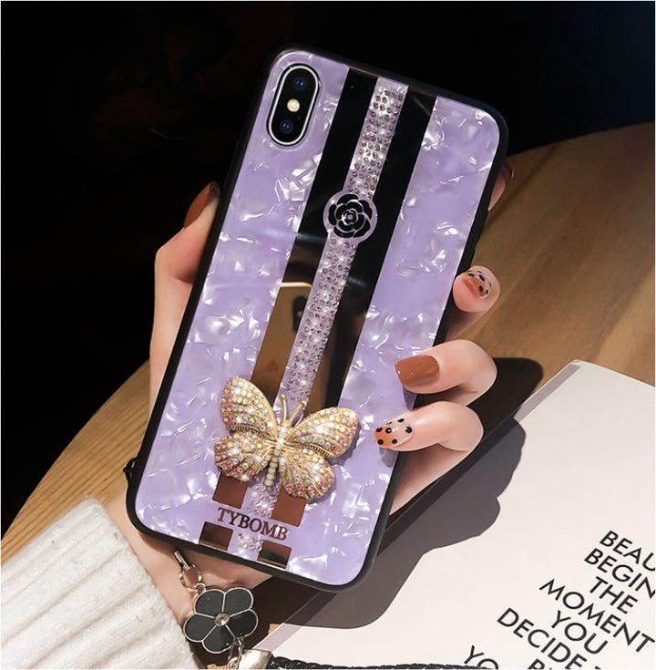 Compatible avec pomme, boîtier iPhone à miroir de papillon de diamant de luxe