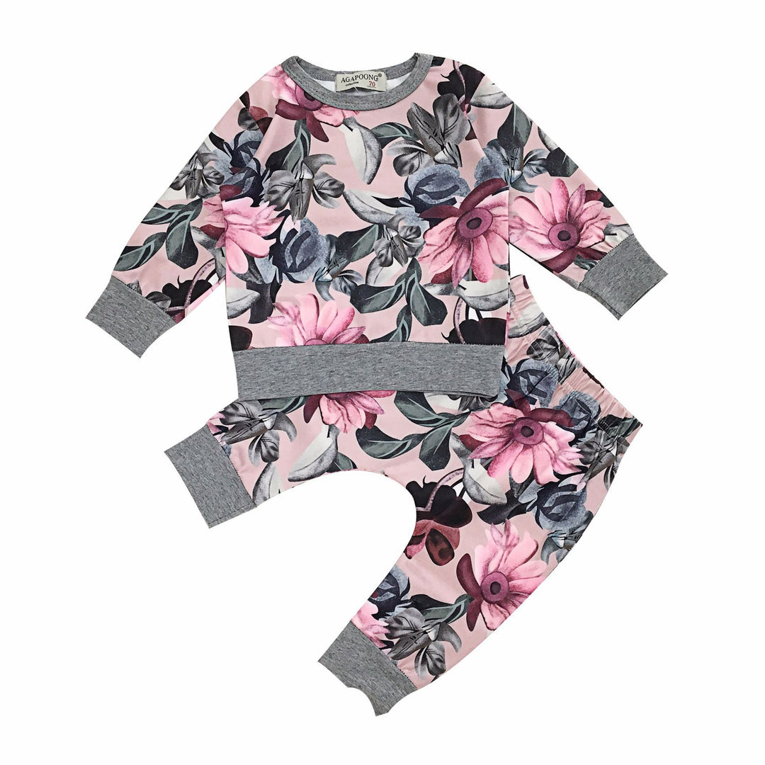 Установите осенний стиль детская одежда, набор новорожденных одежды для отдыха цветочная печать
