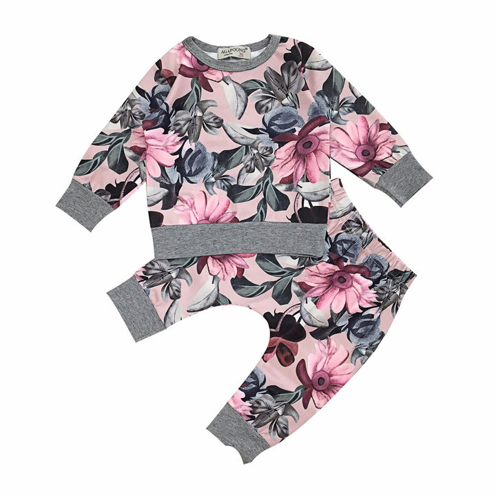 Set di abbigliamento per neonato in stile autunno set di vestiti per il tempo libero stampa per la stampa di abiti da ragazza